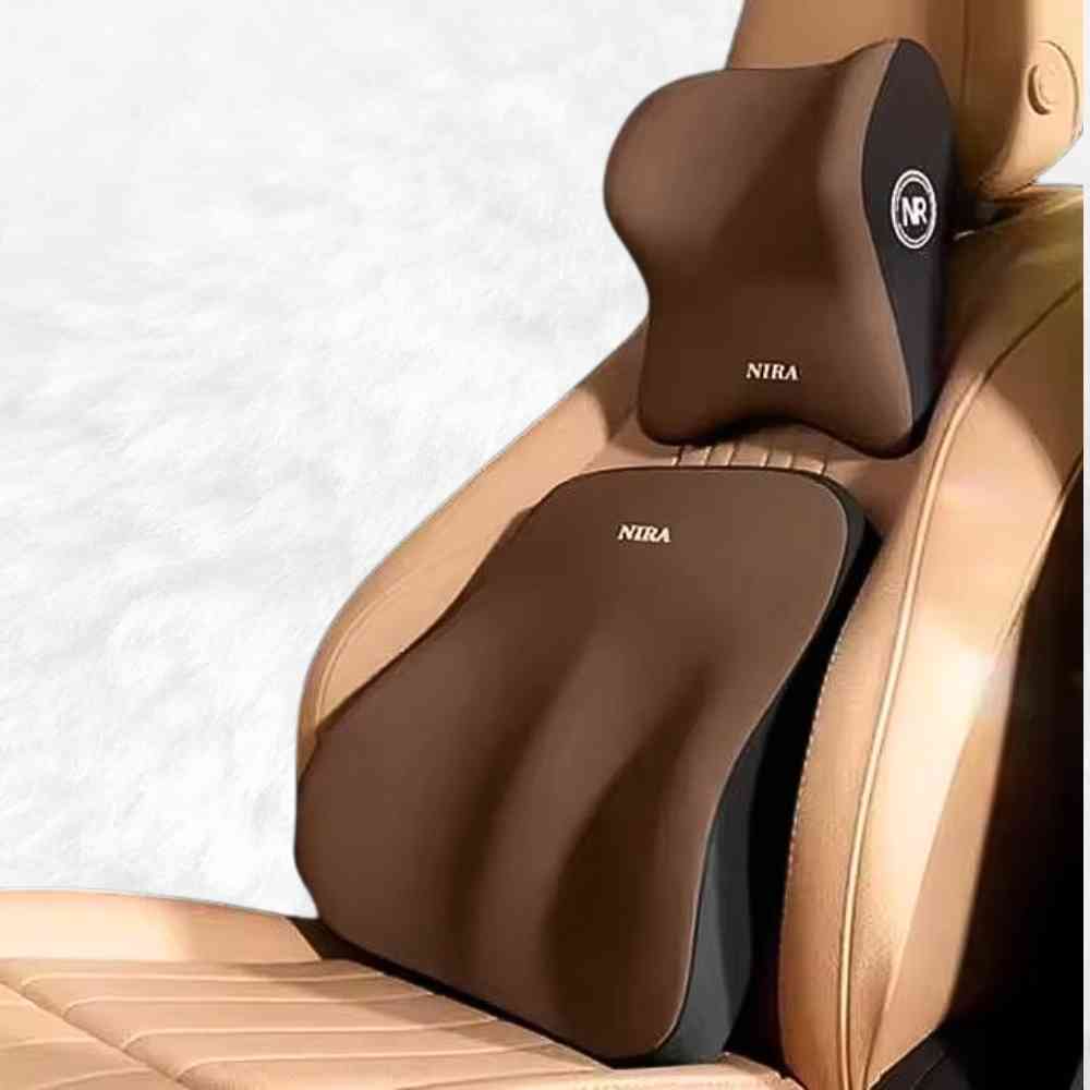 Siège avec le Coussin Dos Voiture Ergonomique marron