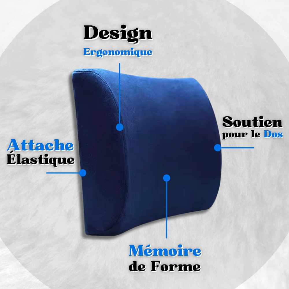 Les détails du Coussin Lombaire mémoire de forme bleu