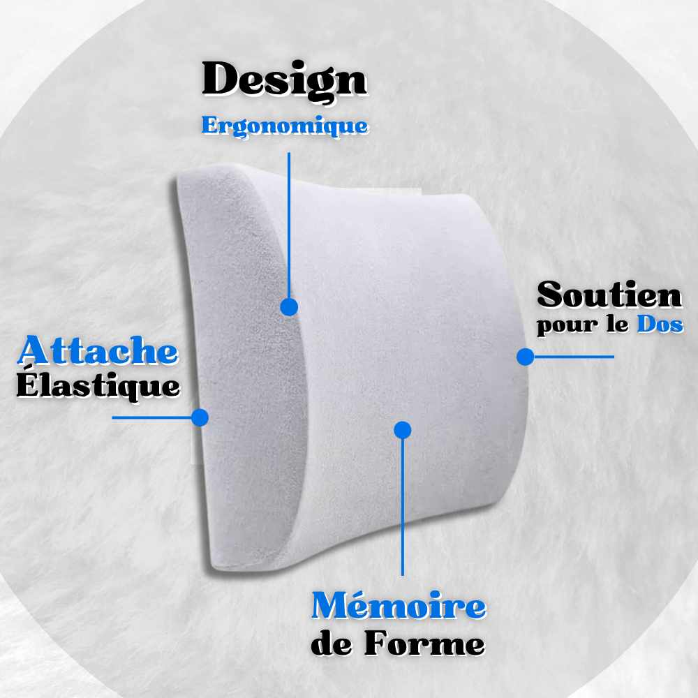 Coussin Lombaire mémoire de forme gris détails