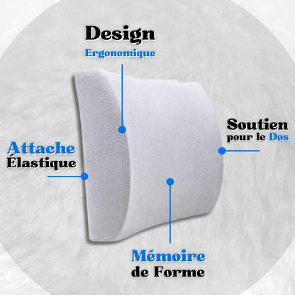 Coussin Lombaire mémoire de forme gris détails