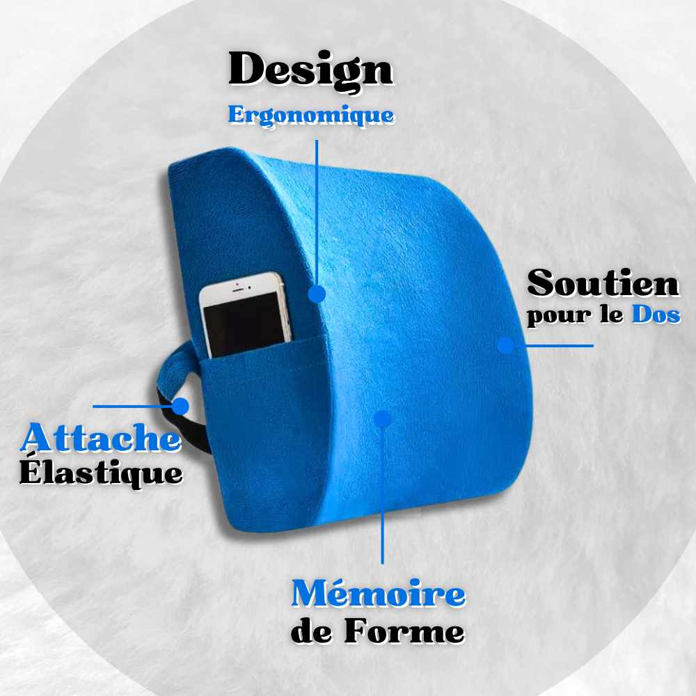 Coussin Lombaire avec Rangement bleu en détails