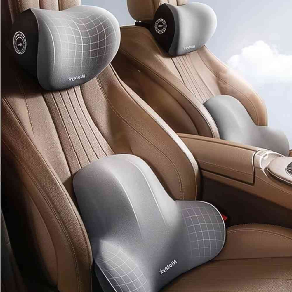 Coussin Nuque Voiture​ gris sur un siège