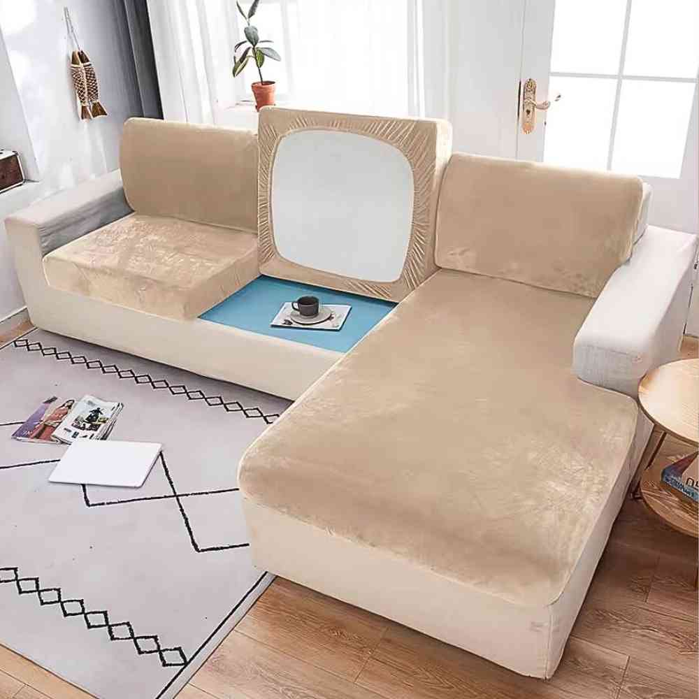 Housse Canapé d'Angle beige en salon