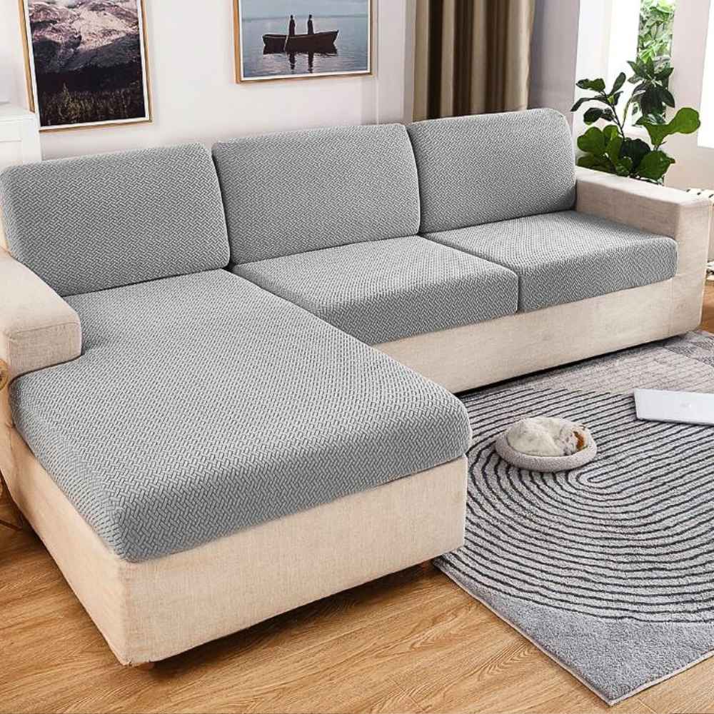 Housse de Canapé Extensible gris clair dans un salon