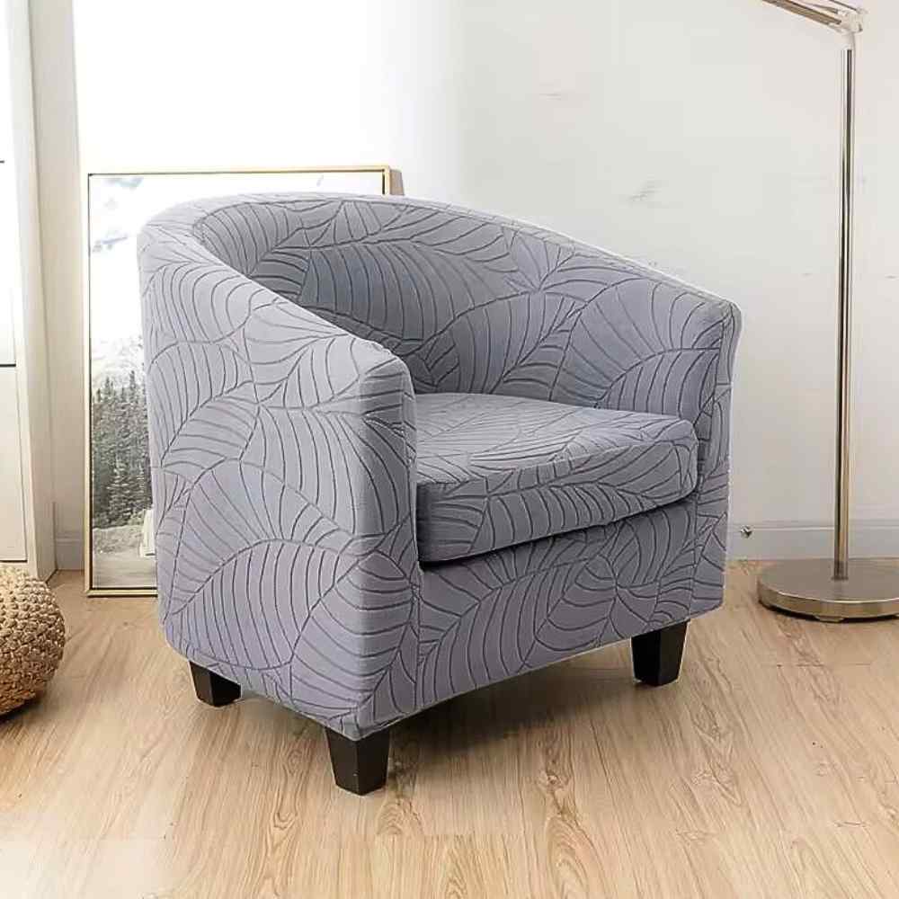 Salon avec un Housse Fauteuil Crapaud Extensible grise