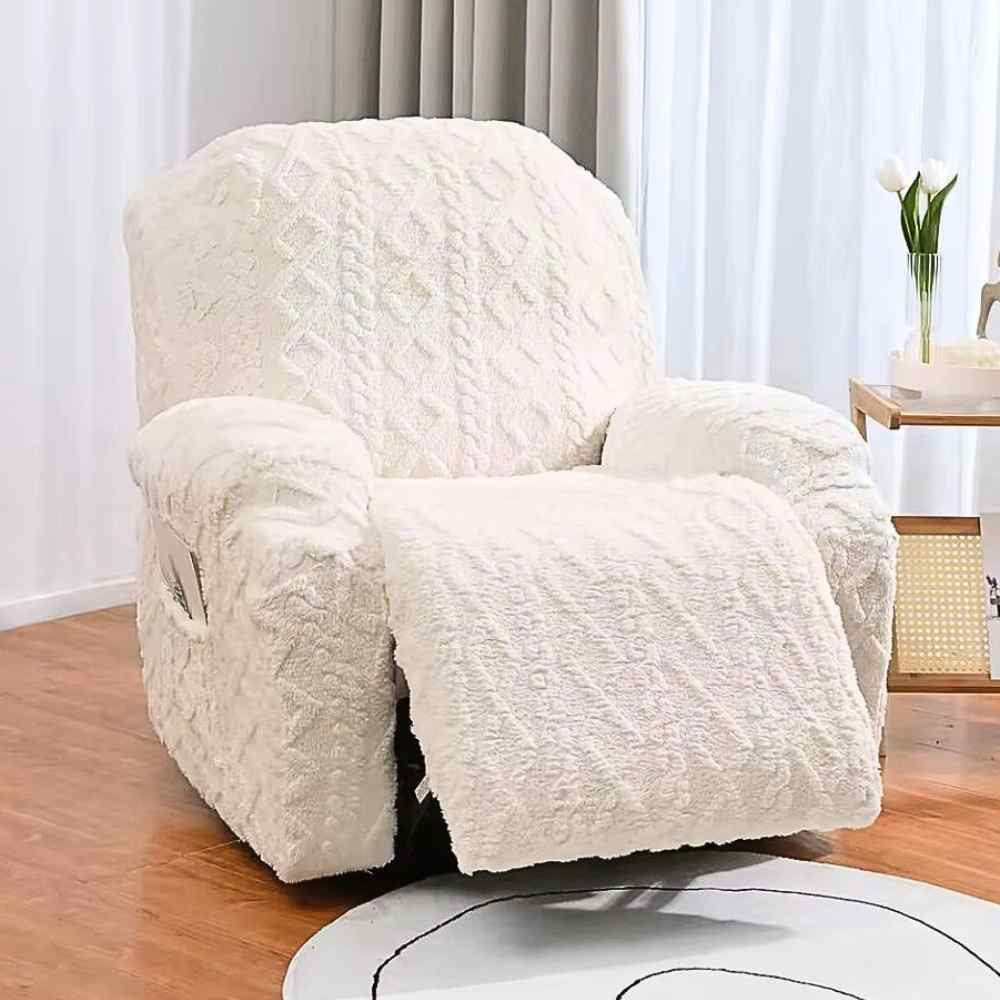 Housse Fauteuil Relax Tricot blanche en salon