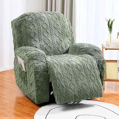 Housse Fauteuil Relax Tricot verte dans un salon